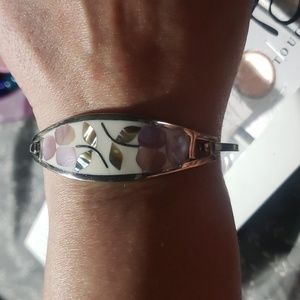 Vintage mother of pearl and silver Mexican bracelet